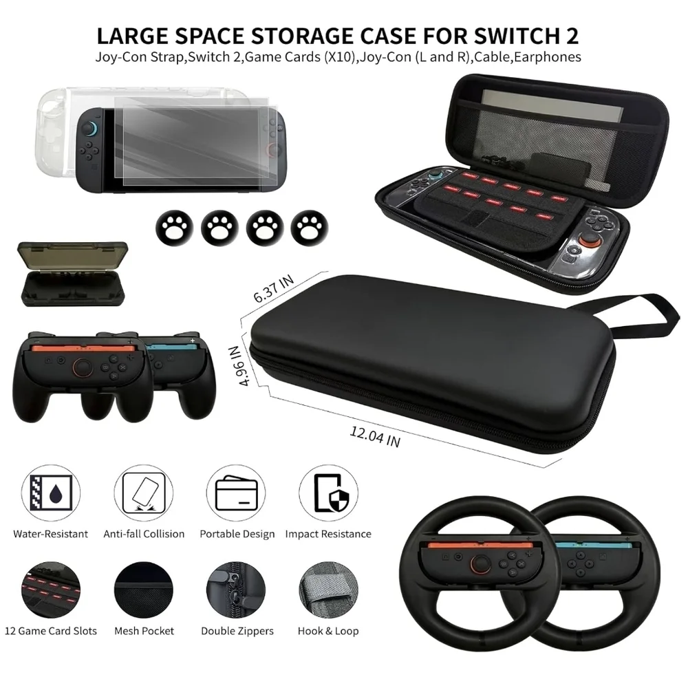 Handheld Gaming Case with Accessories - Black